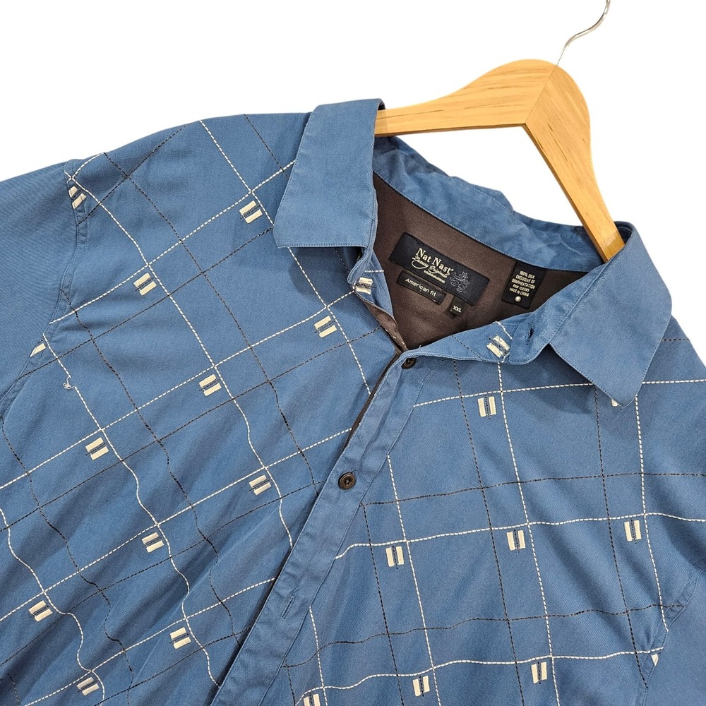 Nat Nast Mens‎ Geometric Short Sleeve Retro Shirt Silk Relaxed Vacation Travel